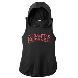 Black Buffalo Plaid Merry Christmas Hoodie Ladies PosiCharge Tri-Blend Wicking Draft Hoodie Tank