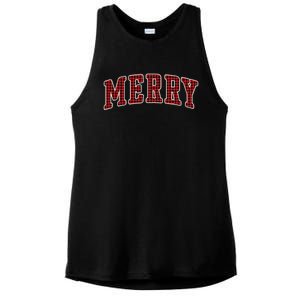 Black Buffalo Plaid Merry Christmas Hoodie Ladies PosiCharge Tri-Blend Wicking Tank