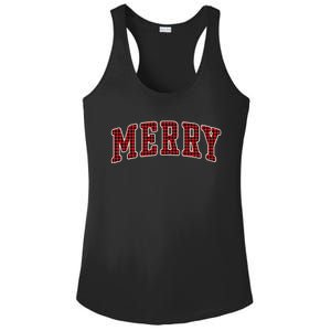 Black Buffalo Plaid Merry Christmas Hoodie Ladies PosiCharge Competitor Racerback Tank