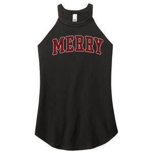 Black Buffalo Plaid Merry Christmas Hoodie Women's Perfect Tri Rocker Tank