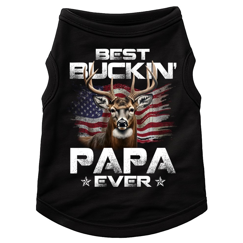 Best Buckin Papa Ever Usa Flag Deer Hunting FatherS Day Doggie Tank