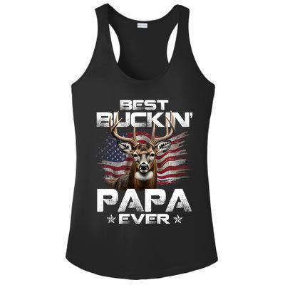 Best Buckin Papa Ever Usa Flag Deer Hunting FatherS Day Ladies PosiCharge Competitor Racerback Tank