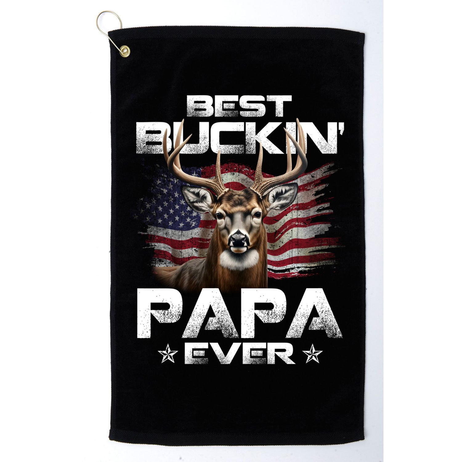 Best Buckin Papa Ever Usa Flag Deer Hunting FatherS Day Golf Towel