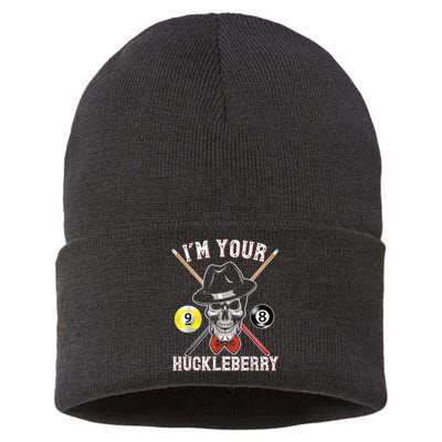 Billiard Billiards Pool I'M Your Huckleberry Funny Sustainable Knit Beanie