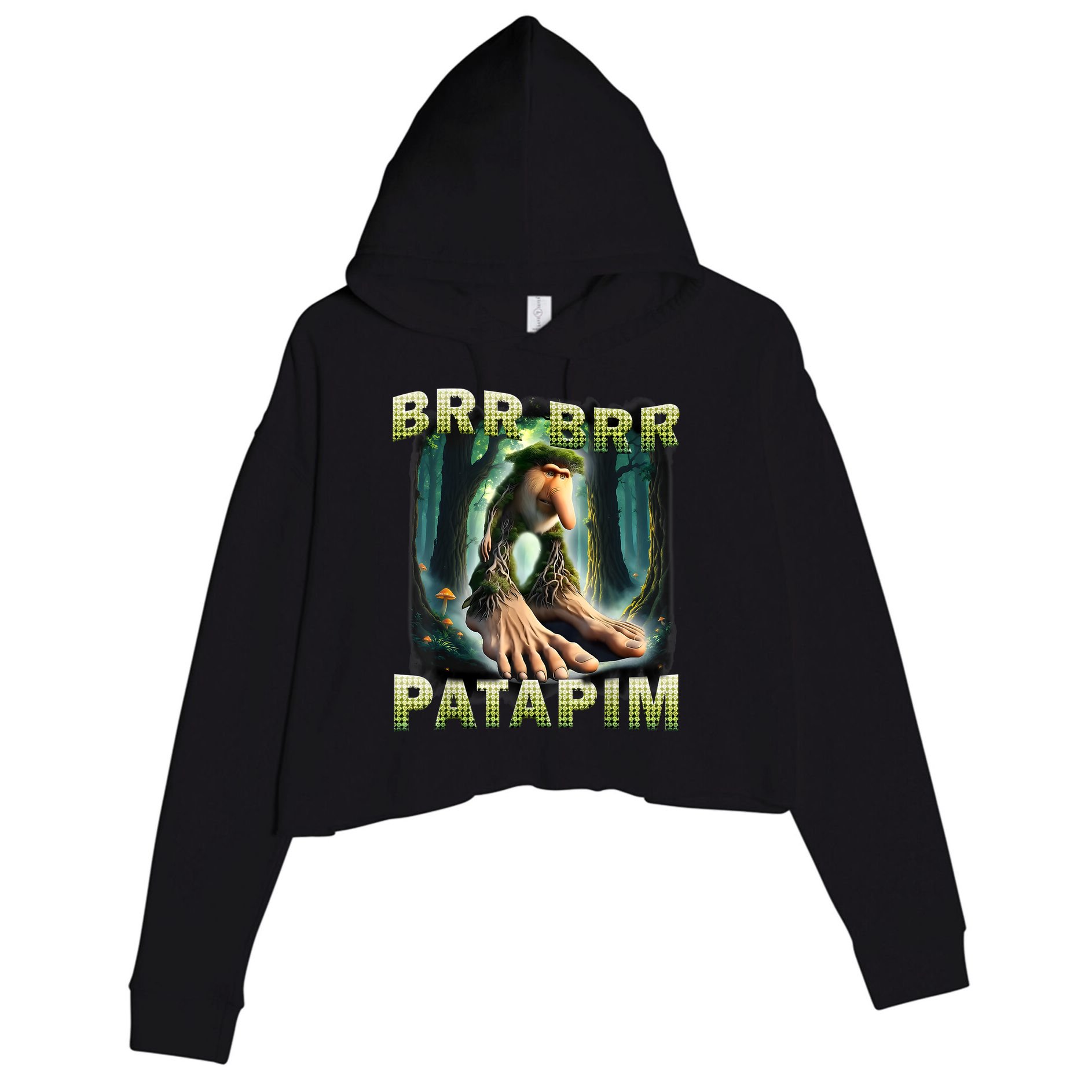 Brr Brr Patapim Funny Italian Meme Brainrot Humor Gen Z  Crop Fleece Hoodie