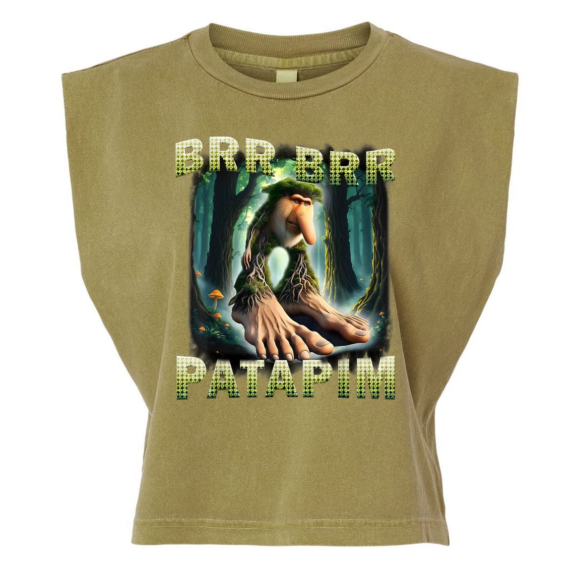 Brr Brr Patapim Funny Italian Meme Brainrot Humor Gen Z  Garment-Dyed Women's Muscle Tee