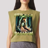 Brr Brr Patapim Funny Italian Meme Brainrot Humor Gen Z  Garment-Dyed Women's Muscle Tee