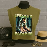 Brr Brr Patapim Funny Italian Meme Brainrot Humor Gen Z  Garment-Dyed Women's Muscle Tee