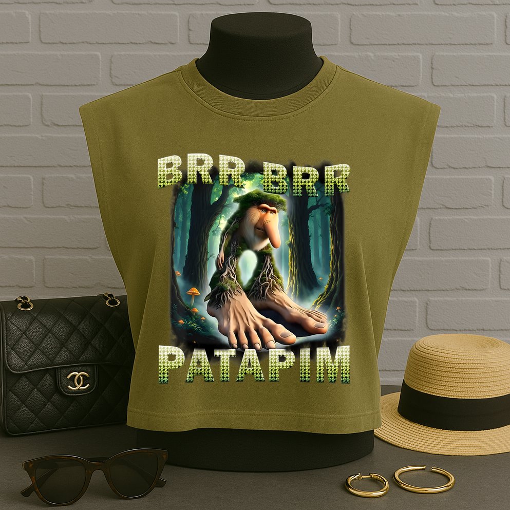 Brr Brr Patapim Funny Italian Meme Brainrot Humor Gen Z  Garment-Dyed Women's Muscle Tee