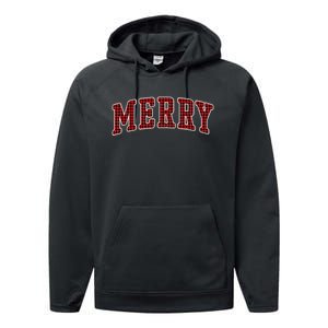 Black Buffalo Plaid Merry Christmas Performance Fleece Hoodie