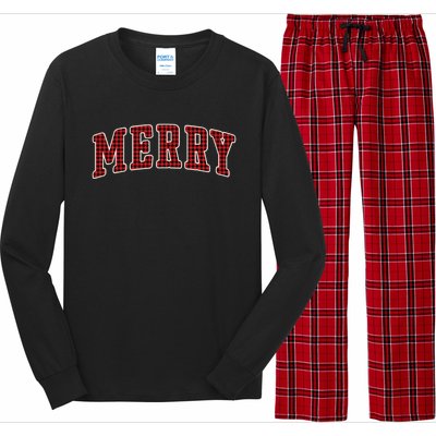 Black Buffalo Plaid Merry Christmas Long Sleeve Pajama Set