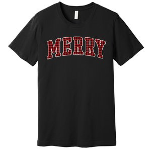 Black Buffalo Plaid Merry Christmas Premium T-Shirt