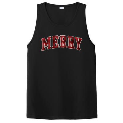 Black Buffalo Plaid Merry Christmas PosiCharge Competitor Tank