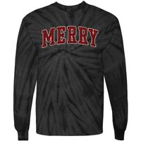 Black Buffalo Plaid Merry Christmas Tie-Dye Long Sleeve Shirt