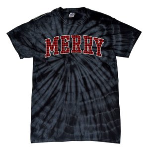 Black Buffalo Plaid Merry Christmas Tie-Dye T-Shirt