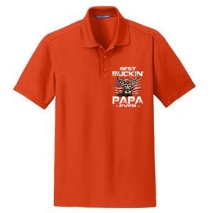 Best Buckin Papa Ever Usa Flag Deer Hunting FatherS Day Great Gift Dry Zone Grid Polo