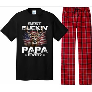 Best Buckin Papa Ever Usa Flag Deer Hunting FatherS Day Great Gift Pajama Set