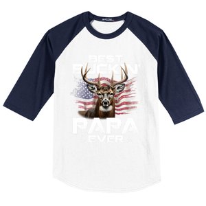 Best Buckin Papa Ever Usa Flag Deer Hunting FatherS Day Great Gift Baseball Sleeve Shirt