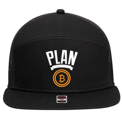 Bitcoin Btc Plan B Vintage Cryptocurrency Satoshi Nakamoto Funny Gift 7 Panel Mesh Trucker Snapback Hat