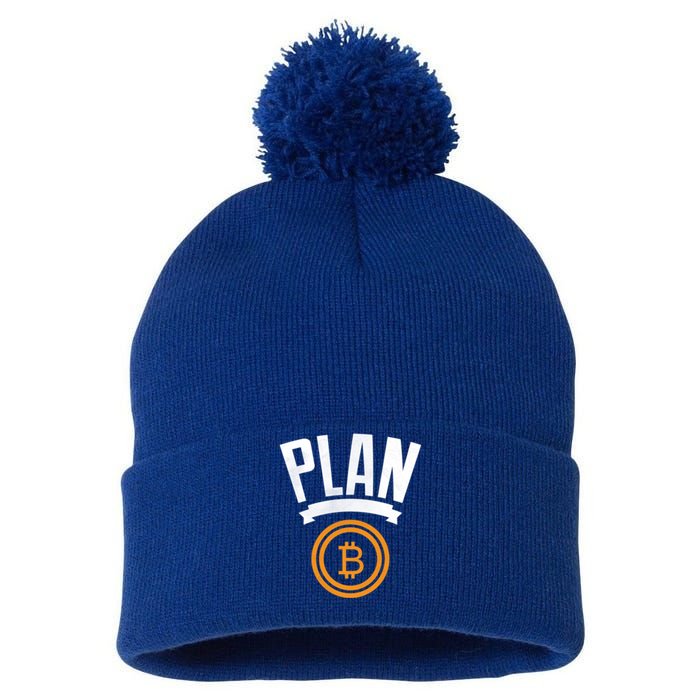 Bitcoin Btc Plan B Vintage Cryptocurrency Satoshi Nakamoto Funny Gift Pom Pom 12in Knit Beanie