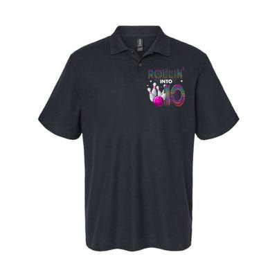 Bowling Birthday Party Rollin Into 10 10th Birthday Vintage Softstyle Adult Sport Polo