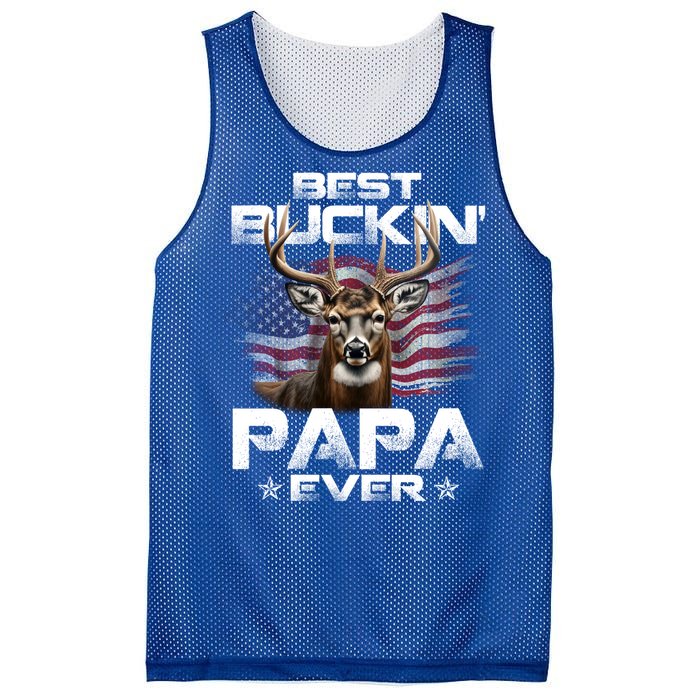 Best Buckin Papa Ever Usa Flag Deer Hunting FatherS Day Gift Mesh Reversible Basketball Jersey Tank