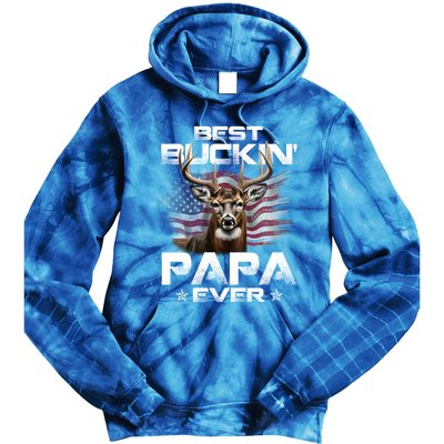 Best Buckin Papa Ever Usa Flag Deer Hunting FatherS Day Gift Tie Dye Hoodie