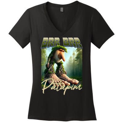 Brr Brr Patapim Italian Brainrot Meme Forest Monkey Bootleg  Women's V-Neck T-Shirt