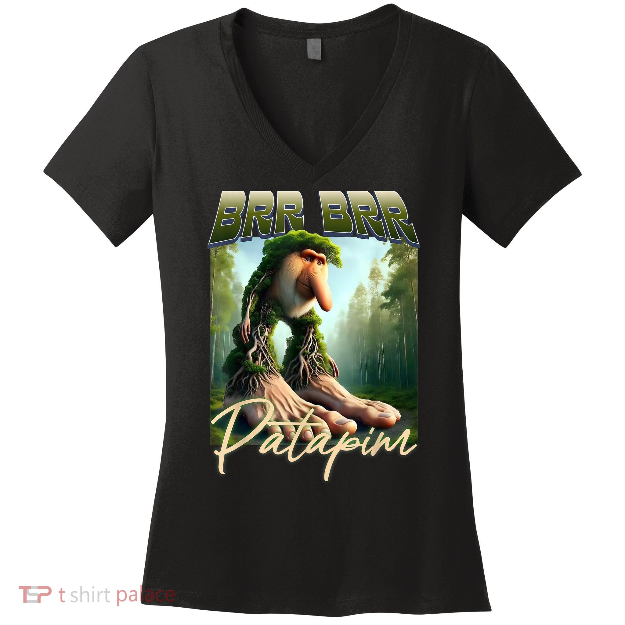 Brr Brr Patapim Italian Brainrot Meme Forest Monkey Bootleg  Women's V-Neck T-Shirt