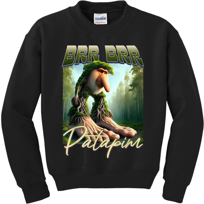 Brr Brr Patapim Italian Brainrot Meme Forest Monkey Bootleg  Kids Sweatshirt