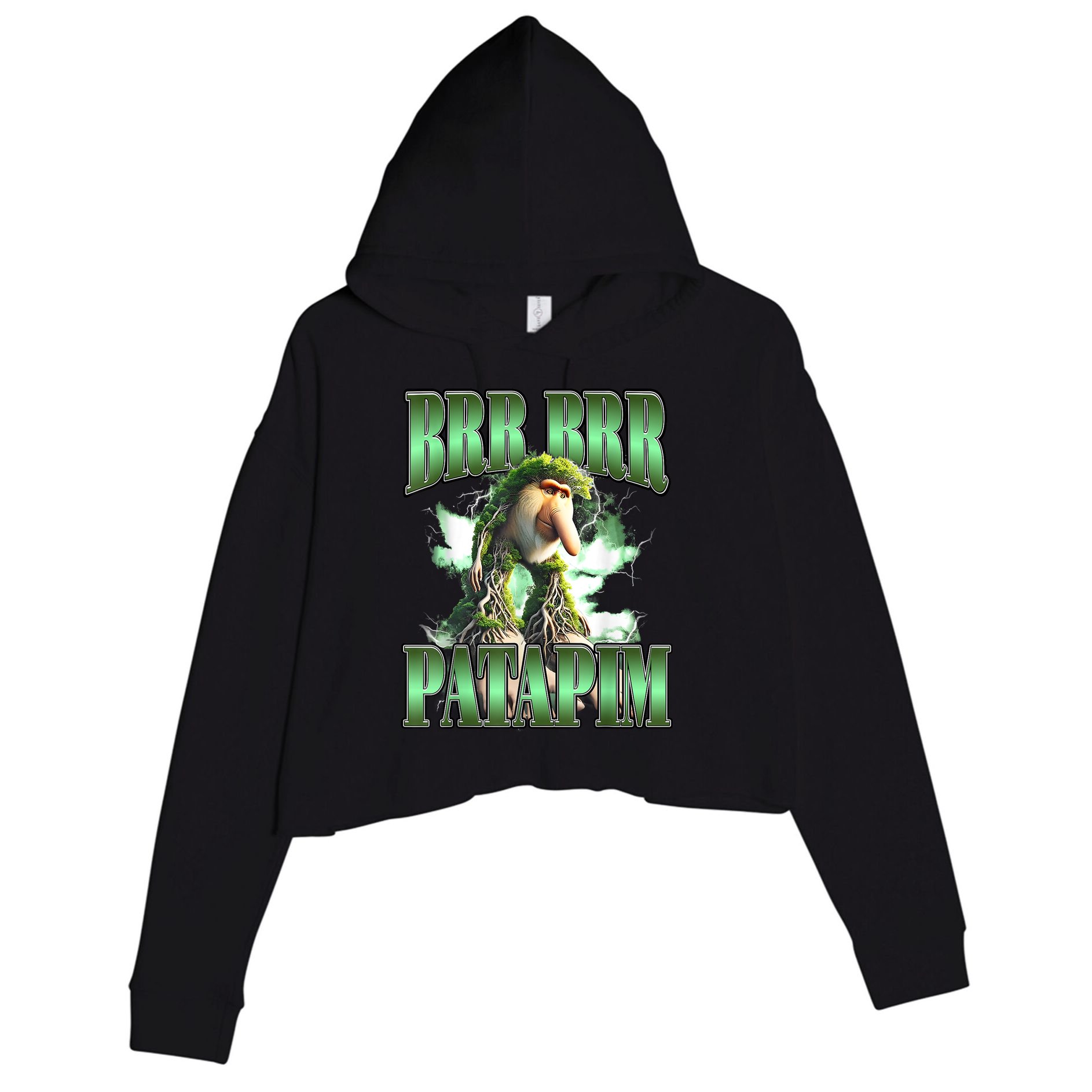 Brr Brr Patapim Italian Brainrot Meme Crop Fleece Hoodie
