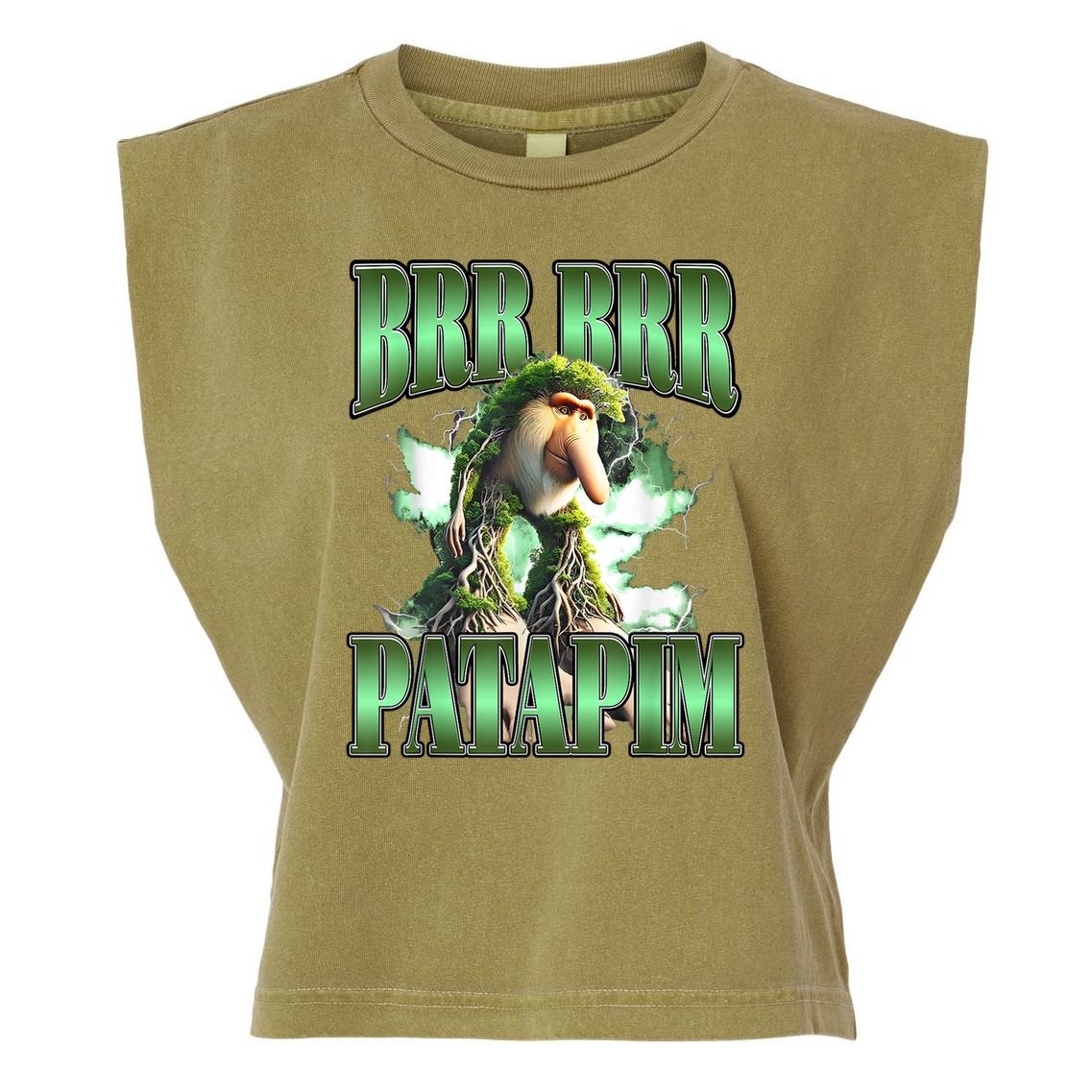 Brr Brr Patapim Italian Brainrot Meme Garment-Dyed Women's Muscle Tee