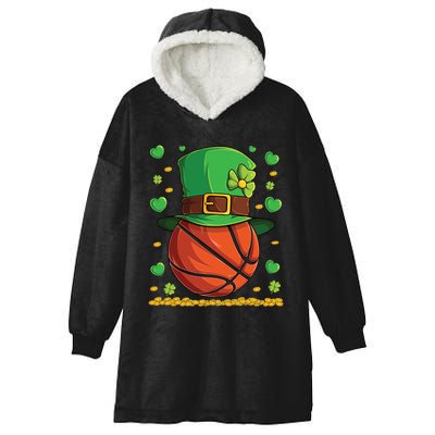 Basketball Ball Patricks Day Lucky Basketball Player Sport Gift Hooded Wearable Blanket