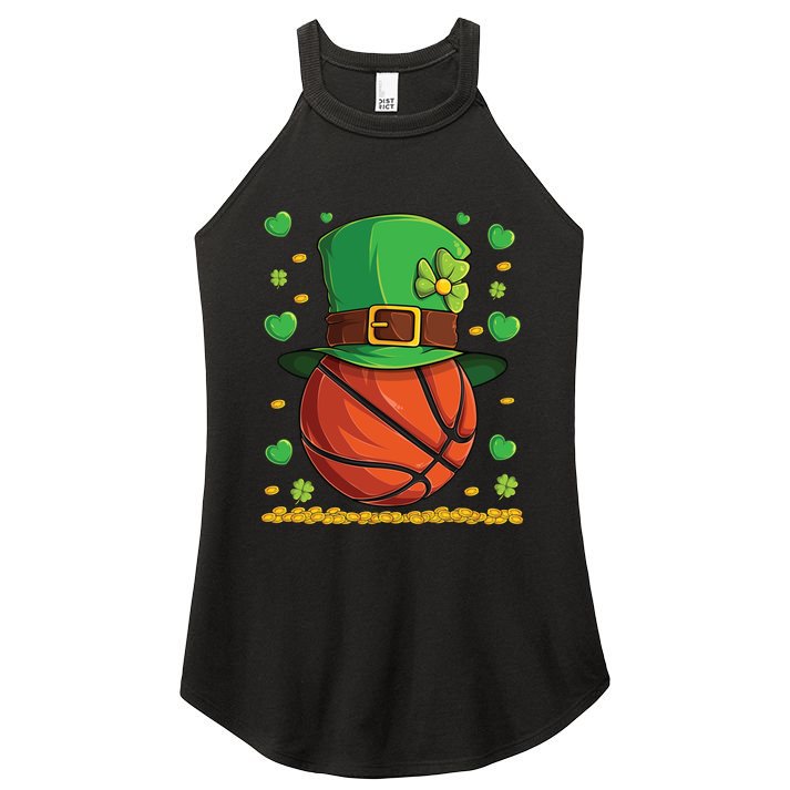 Basketball Ball Patricks Day Lucky Basketball Player Sport Gift Women's Perfect Tri Rocker Tank