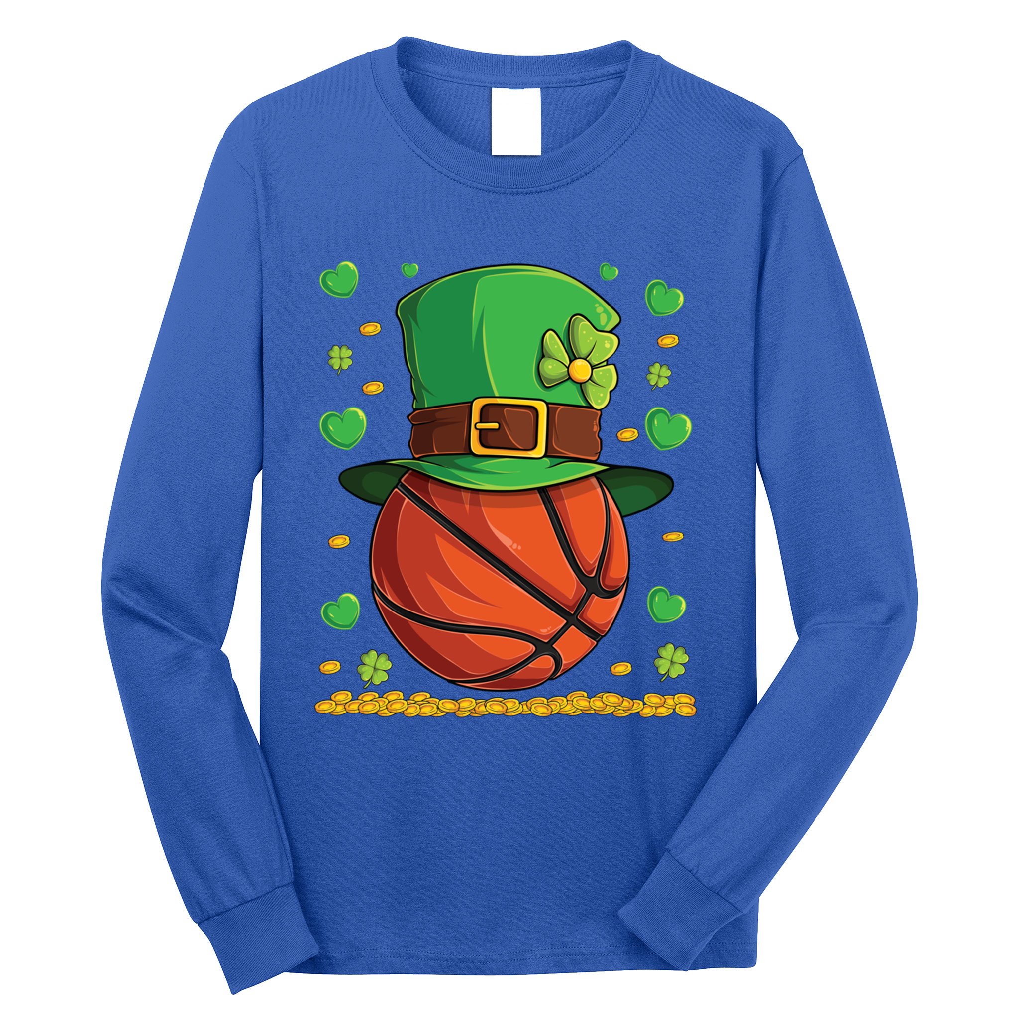 Basketball Ball Patricks Day Lucky Basketball Player Sport Gift Long Sleeve Shirt