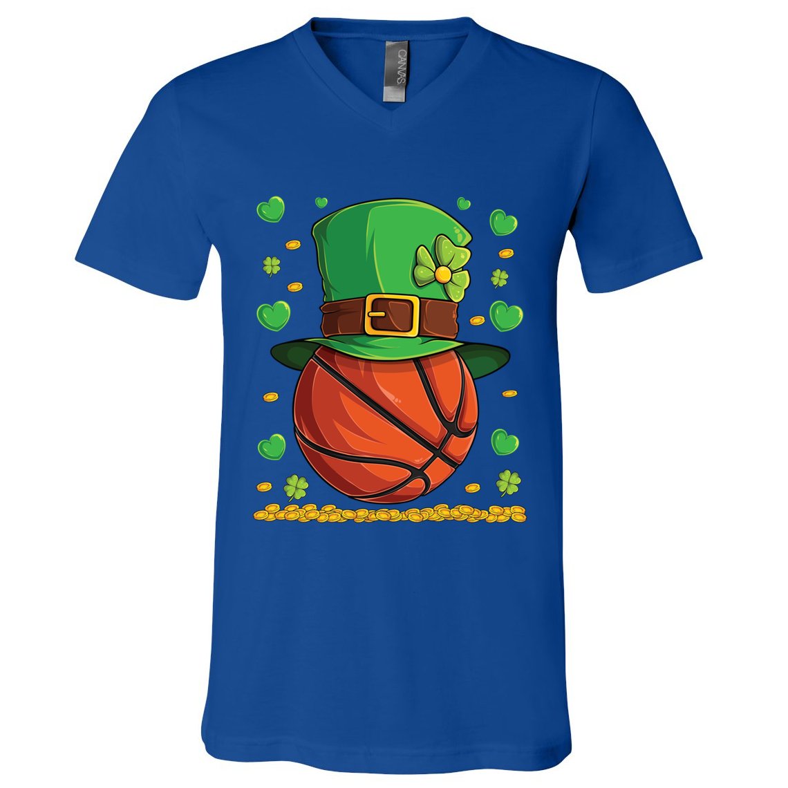 Basketball Ball Patricks Day Lucky Basketball Player Sport Gift V-Neck T-Shirt