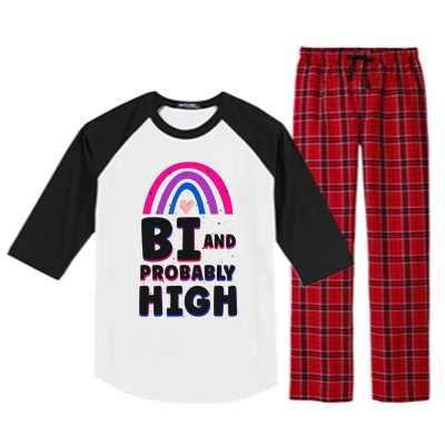 Bisexual Bi Pride Flag Bi And Probably High Raglan Sleeve Pajama Set