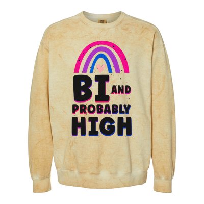 Bisexual Bi Pride Flag Bi And Probably High Colorblast Crewneck Sweatshirt