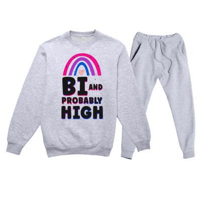 Bisexual Bi Pride Flag Bi And Probably High Premium Crewneck Sweatsuit Set