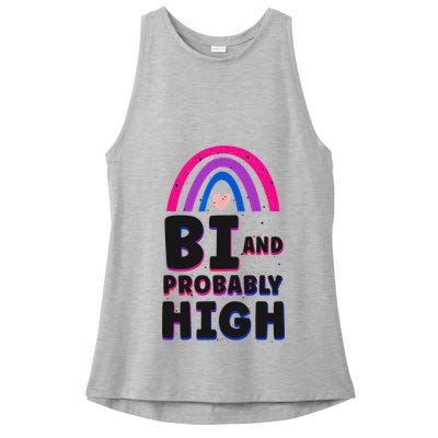 Bisexual Bi Pride Flag Bi And Probably High Ladies PosiCharge Tri-Blend Wicking Tank
