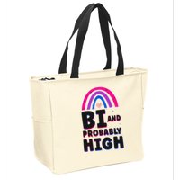 Bisexual Bi Pride Flag Bi And Probably High Zip Tote Bag