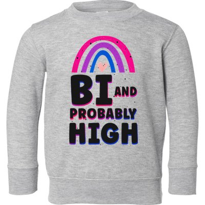Bisexual Bi Pride Flag Bi And Probably High Toddler Sweatshirt