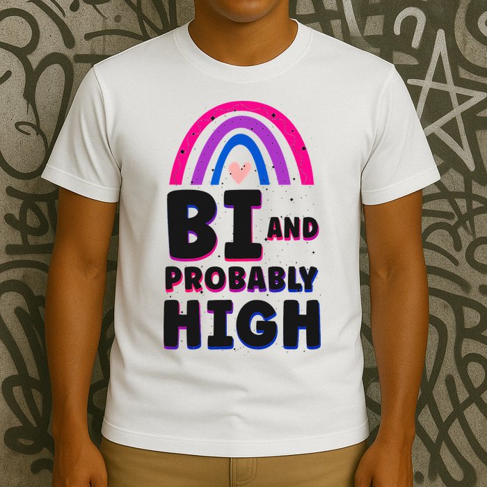 Bisexual Bi Pride Flag Bi And Probably High T-Shirt