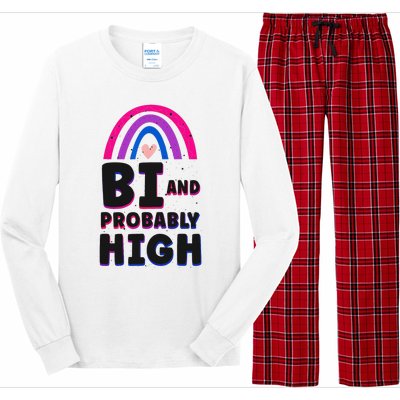 Bisexual Bi Pride Flag Bi And Probably High Long Sleeve Pajama Set