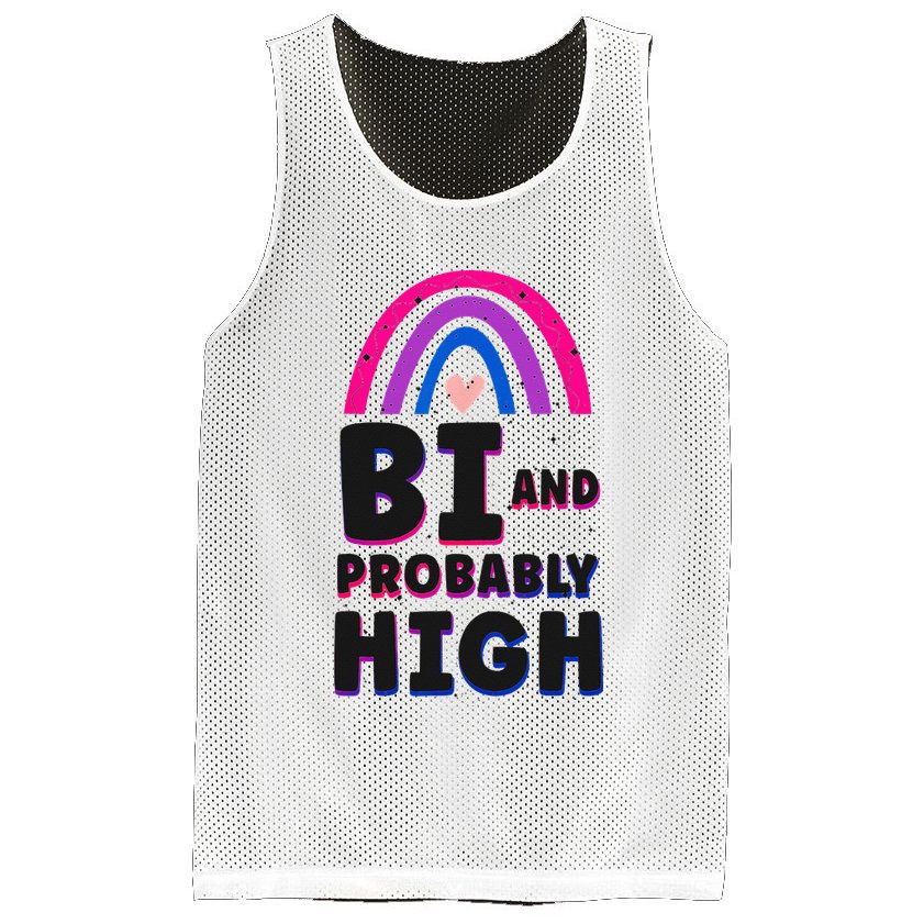 Bisexual Bi Pride Flag Bi And Probably High Mesh Reversible Basketball Jersey Tank