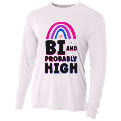 Bisexual Bi Pride Flag Bi And Probably High Cooling Performance Long Sleeve Crew