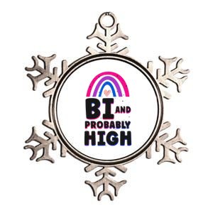 Bisexual Bi Pride Flag Bi And Probably High Metallic Star Ornament