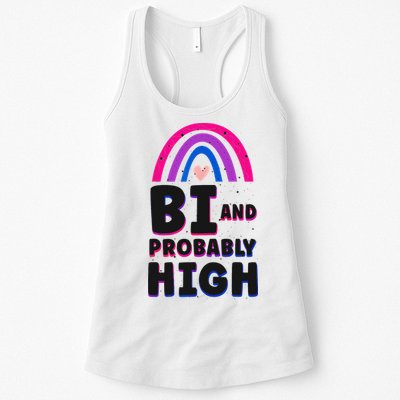 Bisexual Bi Pride Flag Bi And Probably High Womens Tank Top