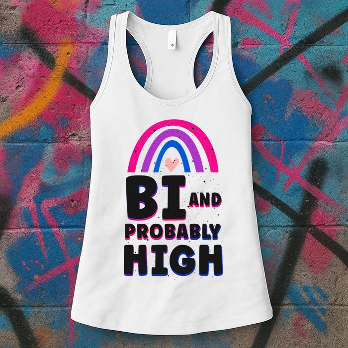Bisexual Bi Pride Flag Bi And Probably High Womens Tank Top