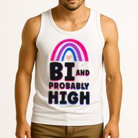 Bisexual Bi Pride Flag Bi And Probably High Tank Top